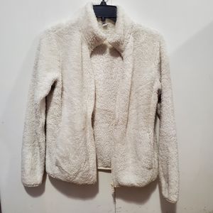 White Uniqlo Fleece Zip-Up